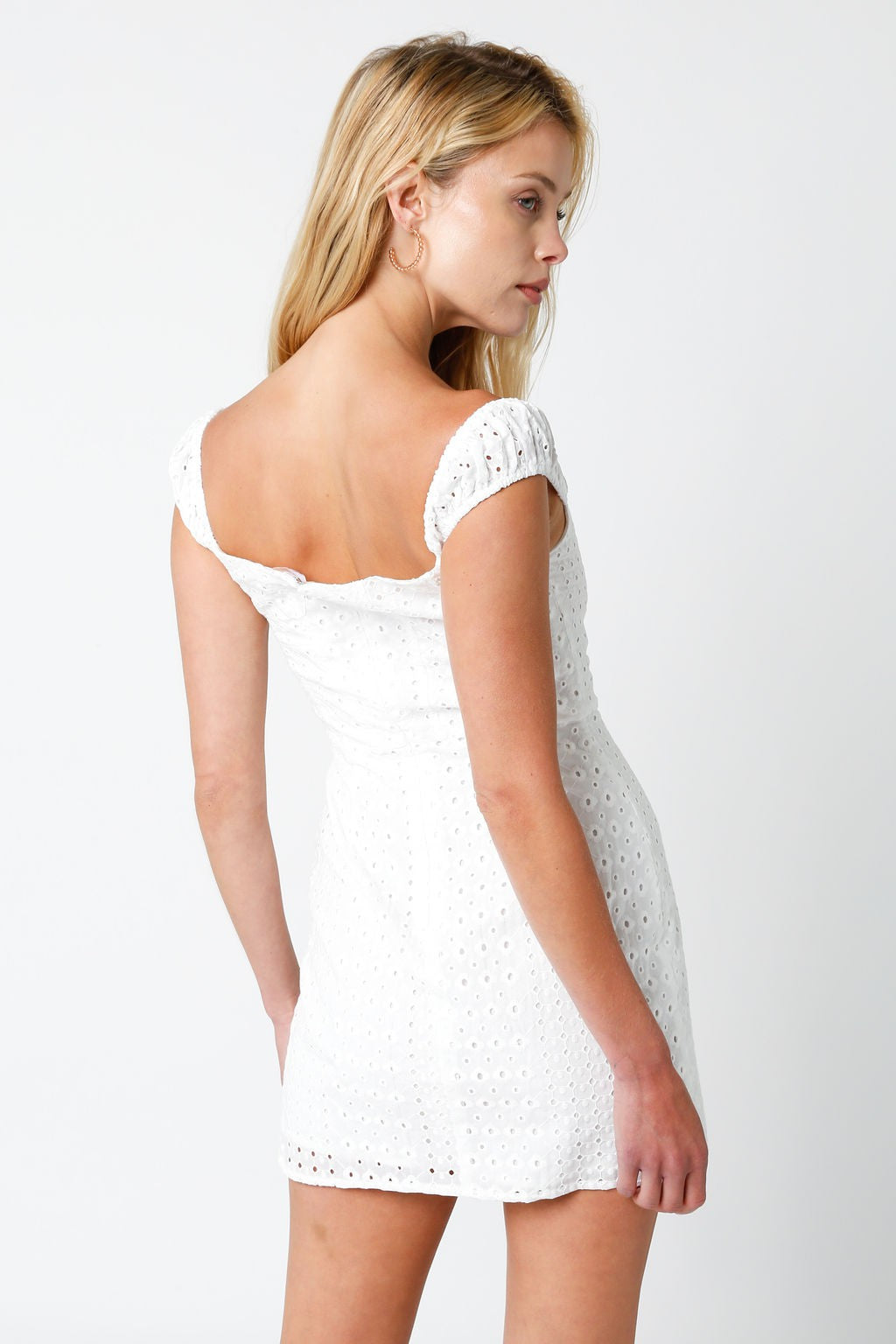 Olivaceous Eyelet Mini Dress WHITE