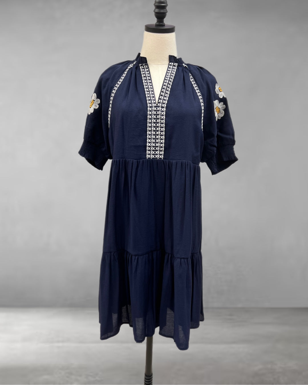 THML NAVY Embroidered Dress (WCT2124)